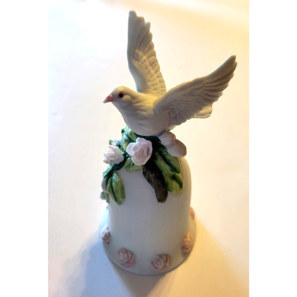 Seymore Mann Signed M. Bernini Porcelain Bell 1996 Pink Flowers 5 3/4 X 2 7/8 - Picture 1 of 11